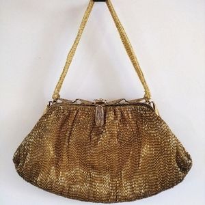 Delill handmade gold beaded evening handbag Japan